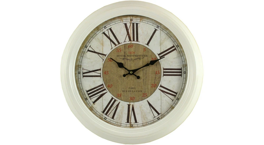 Horloge Ancienne Murale Hôtel Westminster 47cm - Fer - Blanc 1 Horloge Ancienne Murale Hôtel Westminster 47cm - Fer - Blanc