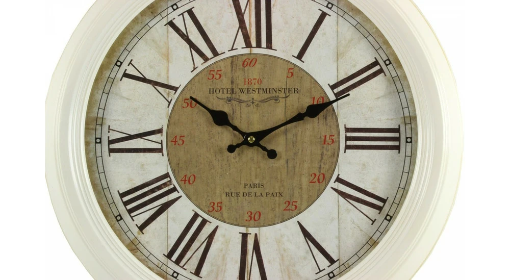 Horloge Ancienne Murale Hôtel Westminster 47cm - Fer - Blanc 2 Horloge Ancienne Murale Hôtel Westminster 47cm - Fer - Blanc – Image 2