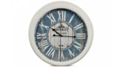 Horloge Ancienne Murale Bistrot De Paris Métal Bleu 58cm