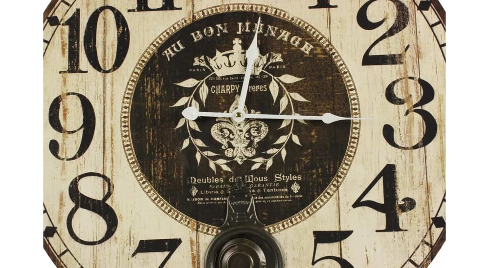 Horloge Ancienne Balancier Au Bon Ménage 58cm - Bois - Blanc 2 Horloge Ancienne Balancier Au Bon Ménage 58cm - Bois - Blanc – Image 2