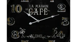 Horloge Ancienne Murale La Maison Du Café Métal Noir 62cm -Konst Decor Magasin 6479de18a41da9.63065676