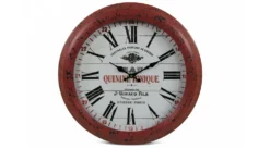 Horloge Ancienne Murale Eau Quinine Tonique Métal Rouge-bordeaux 47cm