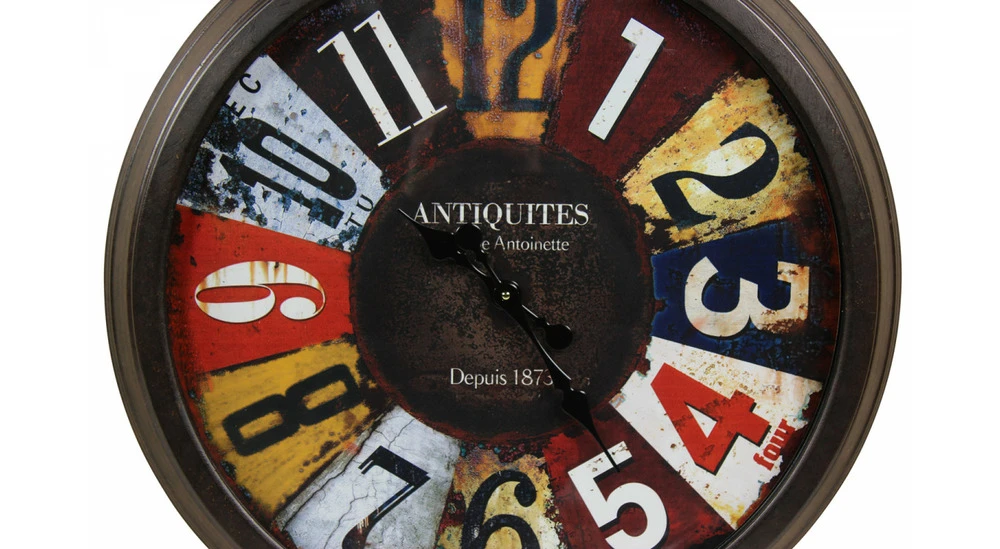 Grande Horloge Ancienne Murale Antiquités Métal Multicolore 70cm 2 Grande Horloge Ancienne Murale Antiquités Métal Multicolore 70cm – Image 2