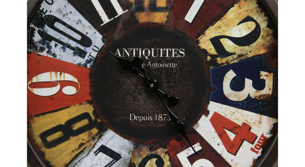 Grande Horloge Ancienne Murale Antiquités Métal Multicolore 70cm 3 Grande Horloge Ancienne Murale Antiquités Métal Multicolore 70cm – Image 3