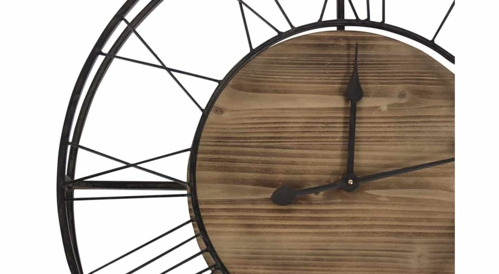 Grande Horloge Ancienne Bois Métal Marron 70x7x70cm - Bois, Métal 3 Grande Horloge Ancienne Bois Métal Marron 70x7x70cm - Bois, Métal – Image 3