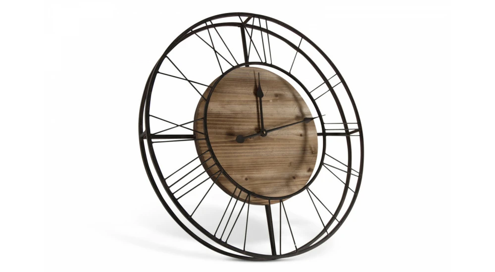 Grande Horloge Ancienne Bois Métal Marron 70x7x70cm - Bois, Métal 4 Grande Horloge Ancienne Bois Métal Marron 70x7x70cm - Bois, Métal – Image 4