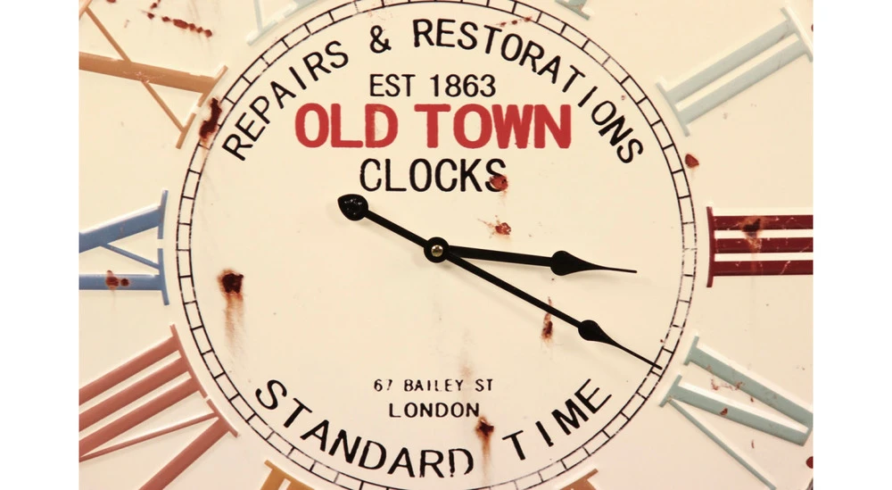 Horloge Ancienne Métal Old Town Clocks 58cm - Blanc 3 Horloge Ancienne Métal Old Town Clocks 58cm - Blanc – Image 3