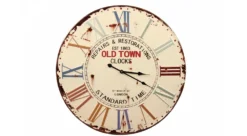 Horloge Ancienne Métal Old Town Clocks 58cm - Blanc