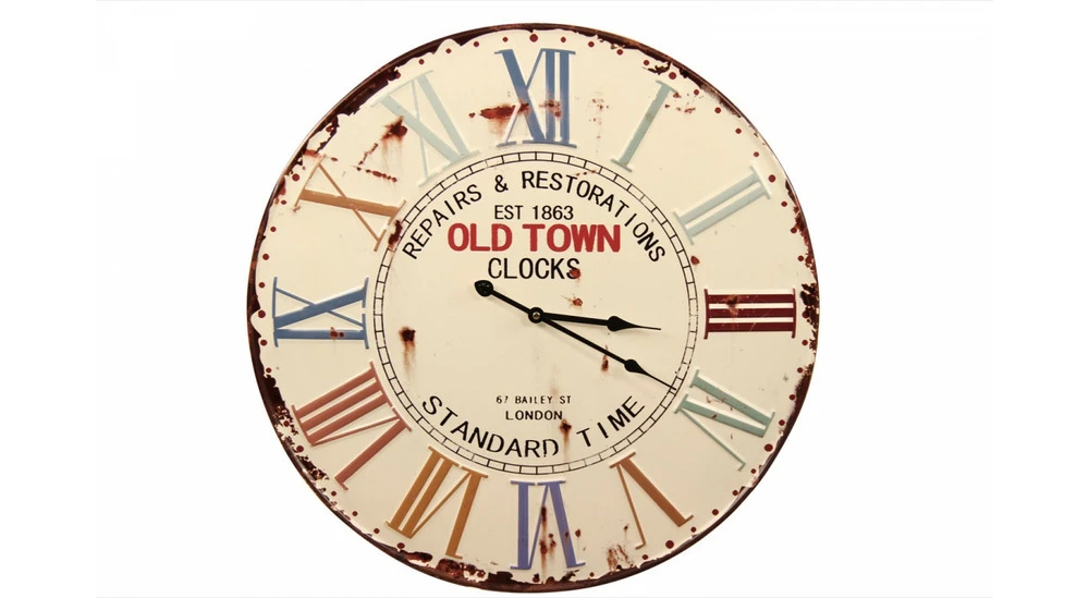 Horloge Ancienne Métal Old Town Clocks 58cm - Blanc 1 Horloge Ancienne Métal Old Town Clocks 58cm - Blanc