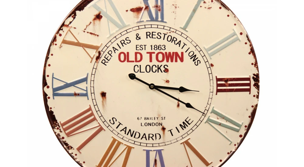 Horloge Ancienne Métal Old Town Clocks 58cm - Blanc 2 Horloge Ancienne Métal Old Town Clocks 58cm - Blanc – Image 2