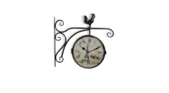 Horloge De Gare Ancienne Double Face Paris Tour Eiffel Fer Forge Blanc 24cm - Fer Forgé