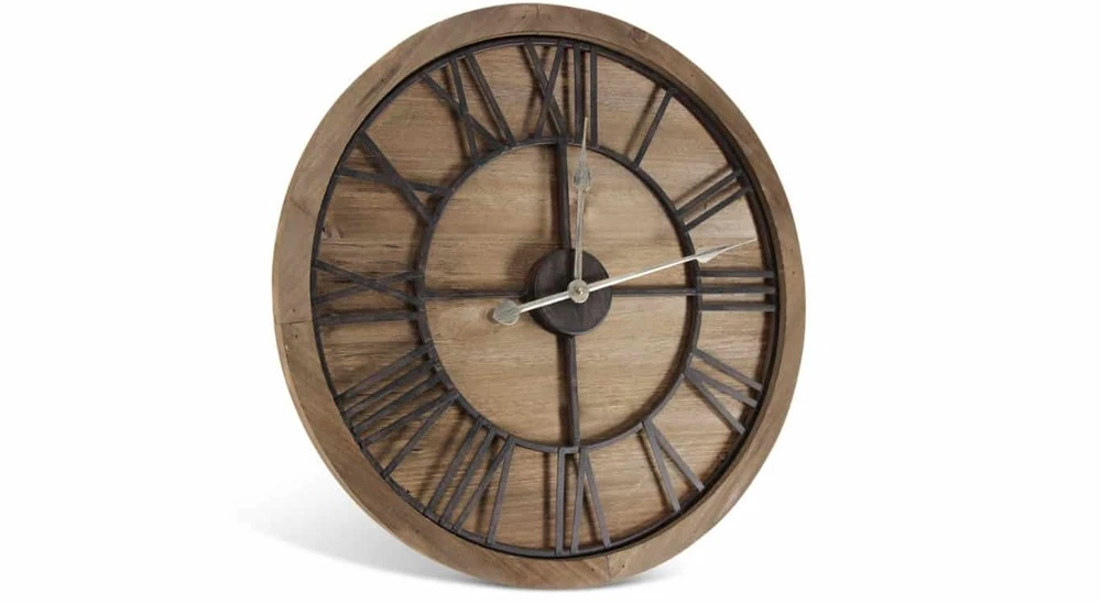 Grande Horloge Ancienne Bois Métal Marron 60x3x60cm - Bois, Métal 4 Grande Horloge Ancienne Bois Métal Marron 60x3x60cm - Bois, Métal – Image 4