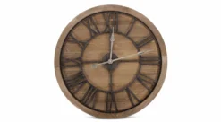 Grande Horloge Ancienne Bois Métal Marron 60x3x60cm - Bois, Métal