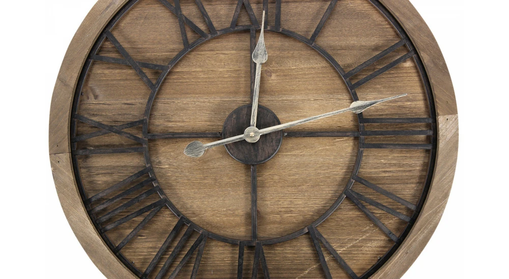 Grande Horloge Ancienne Bois Métal Marron 60x3x60cm - Bois, Métal 2 Grande Horloge Ancienne Bois Métal Marron 60x3x60cm - Bois, Métal – Image 2