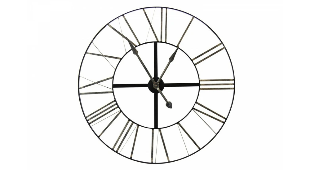 Grande Horloge Ancienne Fer Forgé 90cm - Noir 1 Grande Horloge Ancienne Fer Forgé 90cm - Noir
