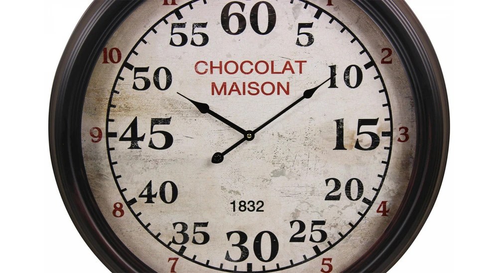 Horloge Ancienne Murale Chocolat Maison Métal Blanc 62cm 2 Horloge Ancienne Murale Chocolat Maison Métal Blanc 62cm – Image 2