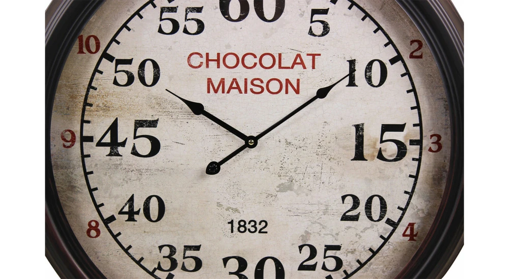 Horloge Ancienne Murale Chocolat Maison Métal Blanc 62cm 3 Horloge Ancienne Murale Chocolat Maison Métal Blanc 62cm – Image 3
