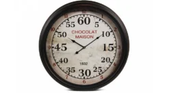 Horloge Ancienne Murale Chocolat Maison Métal Blanc 62cm