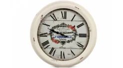 Horloge Ancienne Murale Rose De Provence Métal Blanc 47cm