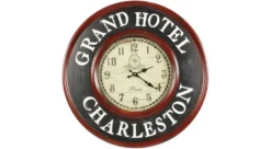 Horloge Ancienne Murale Grand Hôtel Charleston 59cm - Fer - Rouge-bordeaux