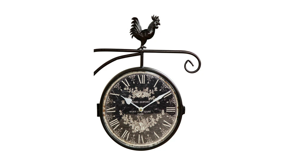 Horloge De Gare Ancienne Double Face Henri Dupont Fer Forge Noir 24cm - Fer Forgé 2 Horloge De Gare Ancienne Double Face Henri Dupont Fer Forge Noir 24cm - Fer Forgé – Image 2