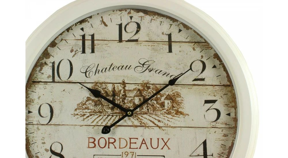 Horloge Ancienne Murale Château Grand Bordeaux 58cm - Fer - Blanc 2 Horloge Ancienne Murale Château Grand Bordeaux 58cm - Fer - Blanc – Image 2