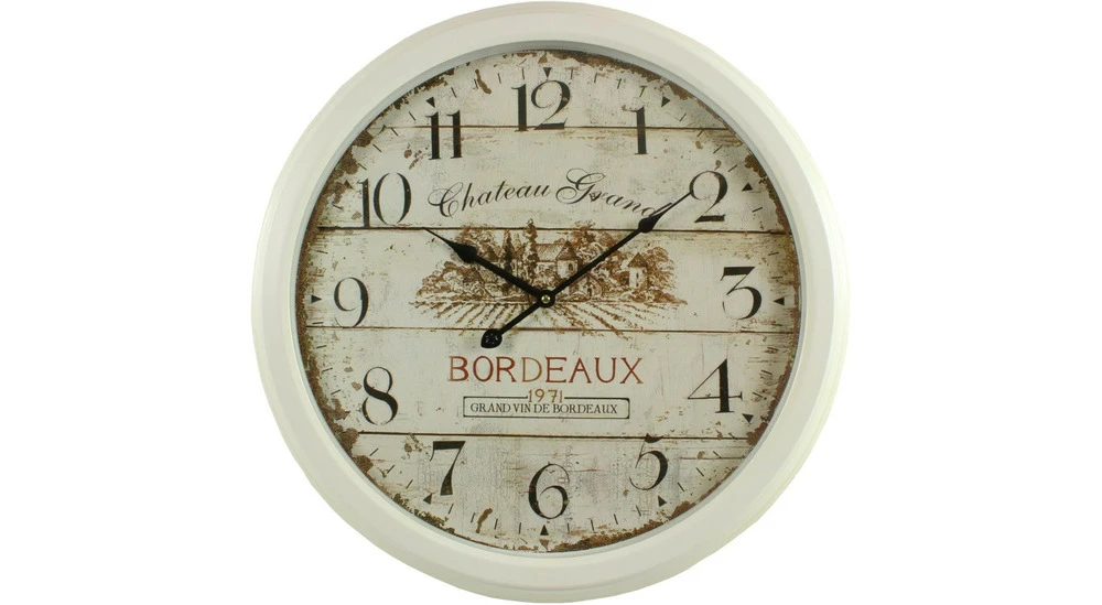 Horloge Ancienne Murale Château Grand Bordeaux 58cm - Fer - Blanc 1 Horloge Ancienne Murale Château Grand Bordeaux 58cm - Fer - Blanc