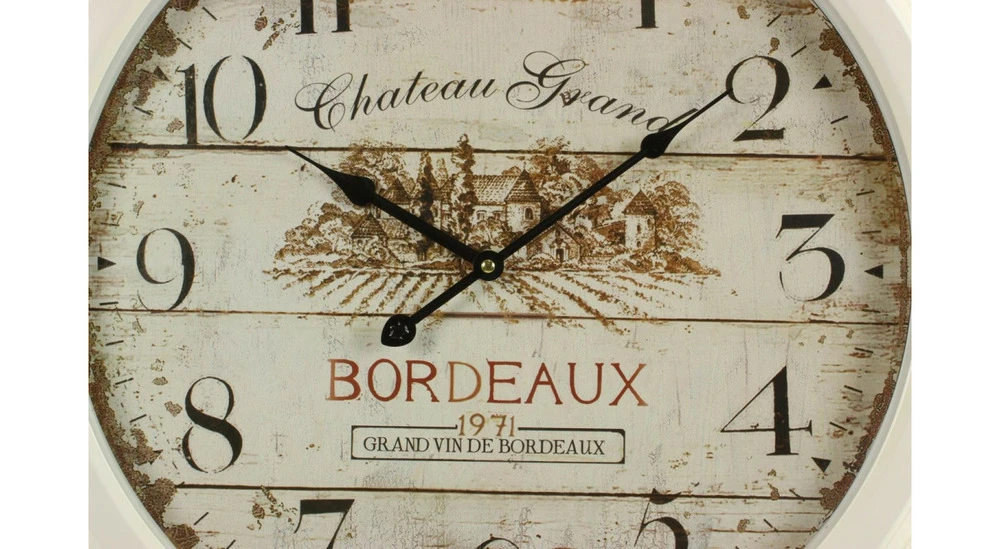 Horloge Ancienne Murale Château Grand Bordeaux 58cm - Fer - Blanc 3 Horloge Ancienne Murale Château Grand Bordeaux 58cm - Fer - Blanc – Image 3