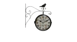 Horloge De Gare Ancienne Double Face L'ecole De Cuisine Le St Hubert Fer Forge Blanc 24cm - Fer Forgé