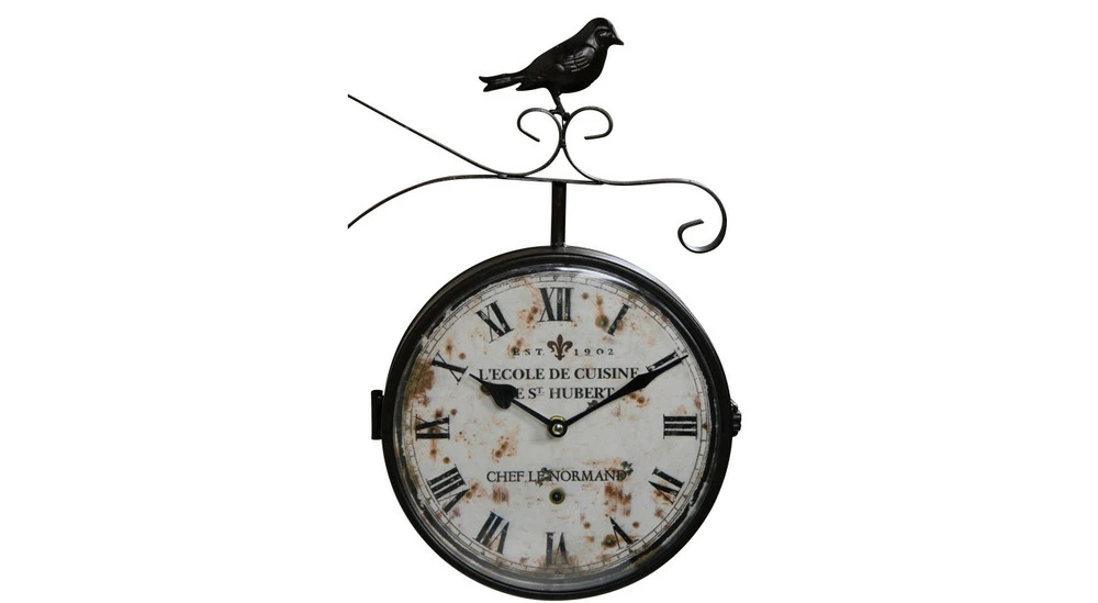 Horloge De Gare Ancienne Double Face L'ecole De Cuisine Le St Hubert Fer Forge Blanc 24cm - Fer Forgé 2 Horloge De Gare Ancienne Double Face L'ecole De Cuisine Le St Hubert Fer Forge Blanc 24cm - Fer Forgé – Image 2