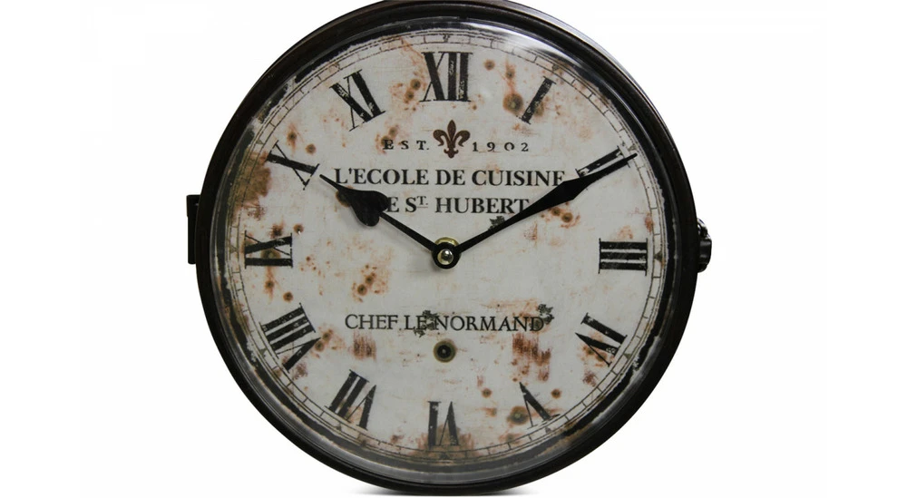 Horloge De Gare Ancienne Double Face L'ecole De Cuisine Le St Hubert Fer Forge Blanc 24cm - Fer Forgé 3 Horloge De Gare Ancienne Double Face L'ecole De Cuisine Le St Hubert Fer Forge Blanc 24cm - Fer Forgé – Image 3