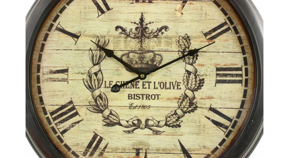Horloge Ancienne Murale Olives 58cm - Fer - Blanc 3 Horloge Ancienne Murale Olives 58cm - Fer - Blanc – Image 3