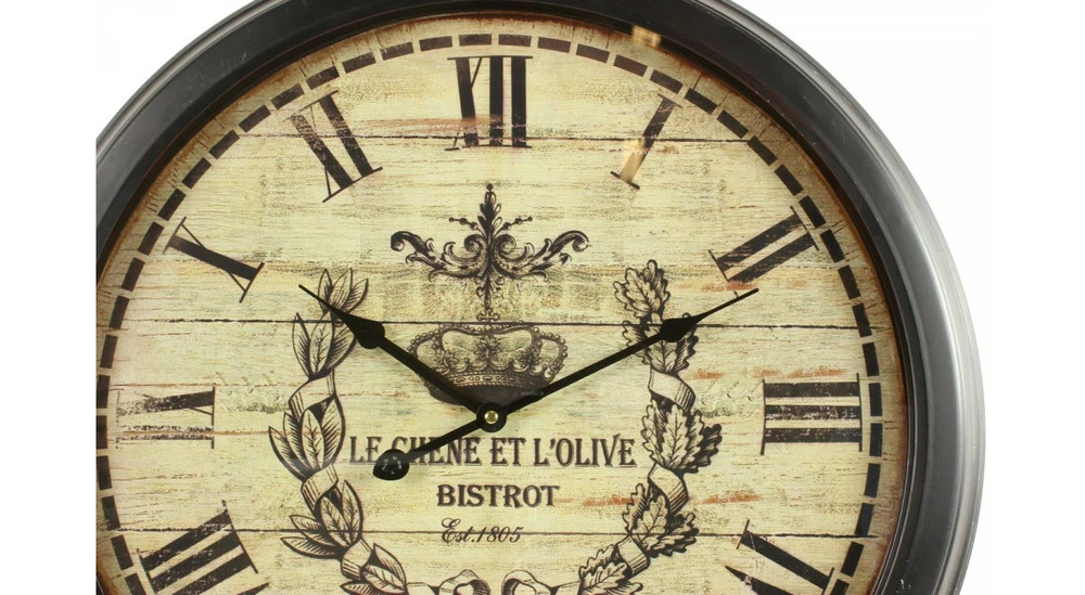 Horloge Ancienne Murale Olives 58cm - Fer - Blanc 2 Horloge Ancienne Murale Olives 58cm - Fer - Blanc – Image 2