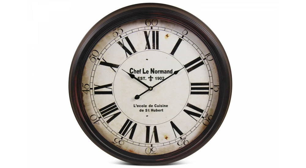 Horloge Ancienne Murale Chef Le Normand Métal Noir 62cm - Blanc 1 Horloge Ancienne Murale Chef Le Normand Métal Noir 62cm - Blanc