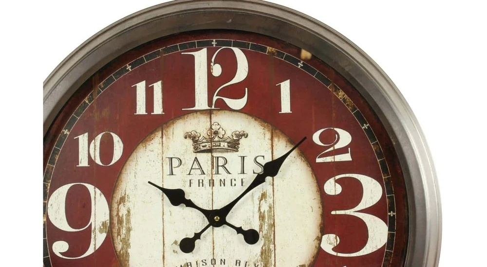 Grande Horloge Ancienne Murale Paris France 70cm - Fer - Rouge-bordeaux 2 Grande Horloge Ancienne Murale Paris France 70cm - Fer - Rouge-bordeaux – Image 2