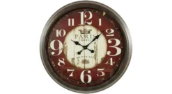 Grande Horloge Ancienne Murale Paris France 70cm - Fer - Rouge-bordeaux