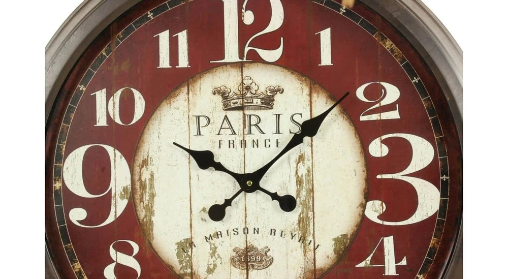Grande Horloge Ancienne Murale Paris France 70cm - Fer - Rouge-bordeaux 3 Grande Horloge Ancienne Murale Paris France 70cm - Fer - Rouge-bordeaux – Image 3