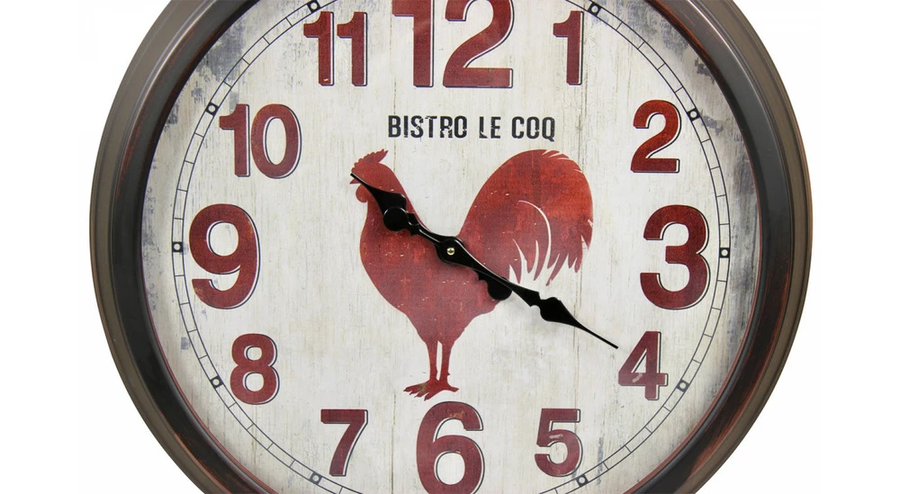 Grande Horloge Ancienne Murale Bistro Le Coq Métal Rouge-bordeaux 70cm 2 Grande Horloge Ancienne Murale Bistro Le Coq Métal Rouge-bordeaux 70cm – Image 2