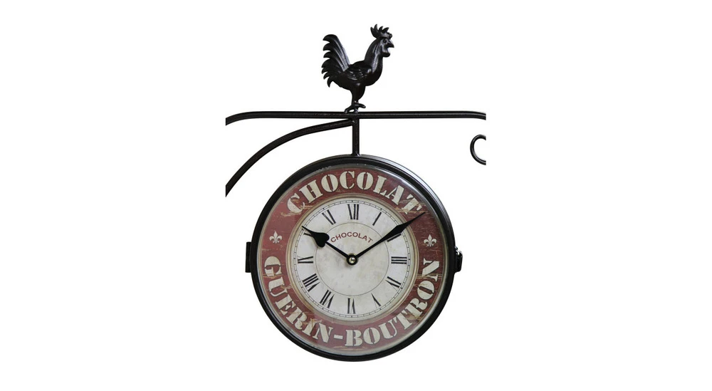 Horloge De Gare Ancienne Double Face Chocolat Guerin-boutron Fer Forge Rouge-bordeaux 24cm - Fer Forgé 2 Horloge De Gare Ancienne Double Face Chocolat Guerin-boutron Fer Forge Rouge-bordeaux 24cm - Fer Forgé – Image 2