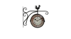 Horloge De Gare Ancienne Double Face Chocolat Guerin-boutron Fer Forge Rouge-bordeaux 24cm - Fer Forgé