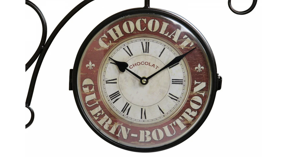 Horloge De Gare Ancienne Double Face Chocolat Guerin-boutron Fer Forge Rouge-bordeaux 24cm - Fer Forgé 3 Horloge De Gare Ancienne Double Face Chocolat Guerin-boutron Fer Forge Rouge-bordeaux 24cm - Fer Forgé – Image 3