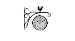 Horloge De Gare Ancienne Double Face Family Fer Forge Blanc 24cm - Fer Forgé