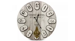 Horloge Ancienne Balancier Grand Hôtel Montmartre Bois Blanc 58cm - Gris