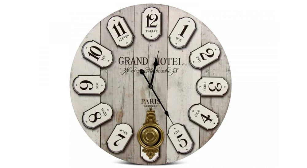 Horloge Ancienne Balancier Grand Hôtel Montmartre Bois Blanc 58cm - Gris 1 Horloge Ancienne Balancier Grand Hôtel Montmartre Bois Blanc 58cm - Gris