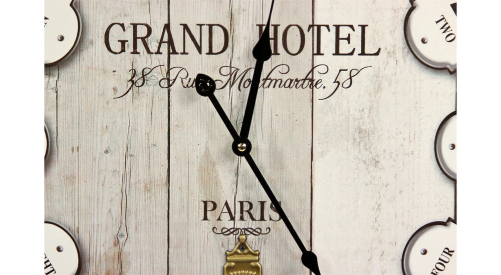 Horloge Ancienne Balancier Grand Hôtel Montmartre Bois Blanc 58cm - Gris 3 Horloge Ancienne Balancier Grand Hôtel Montmartre Bois Blanc 58cm - Gris – Image 3