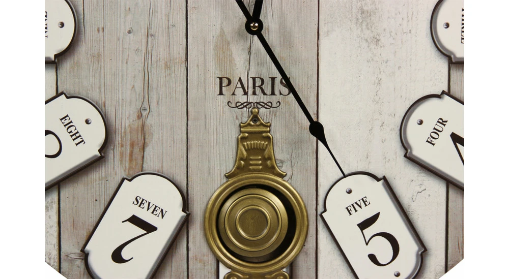 Horloge Ancienne Balancier Grand Hôtel Montmartre Bois Blanc 58cm - Gris 4 Horloge Ancienne Balancier Grand Hôtel Montmartre Bois Blanc 58cm - Gris – Image 4