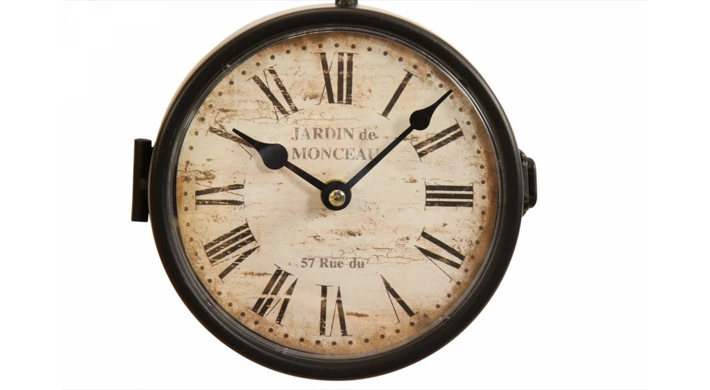 Horloge De Gare Ancienne Double Face Jardin De Monceau 16cm - Fer Forgé - Blanc 2 Horloge De Gare Ancienne Double Face Jardin De Monceau 16cm - Fer Forgé - Blanc – Image 2