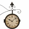 Horloge De Gare Ancienne Double Face Jardin De Monceau 16cm - Fer Forgé - Blanc