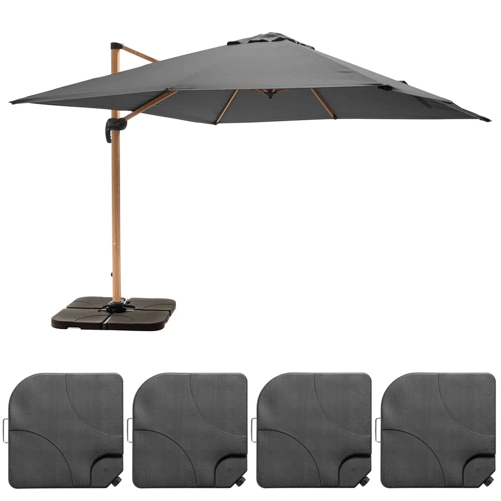 Parasol Déporté 3x3m Et 4 Dalles à Remplir Effet Bois Gris 1 Parasol Déporté 3x3m Et 4 Dalles à Remplir Effet Bois Gris