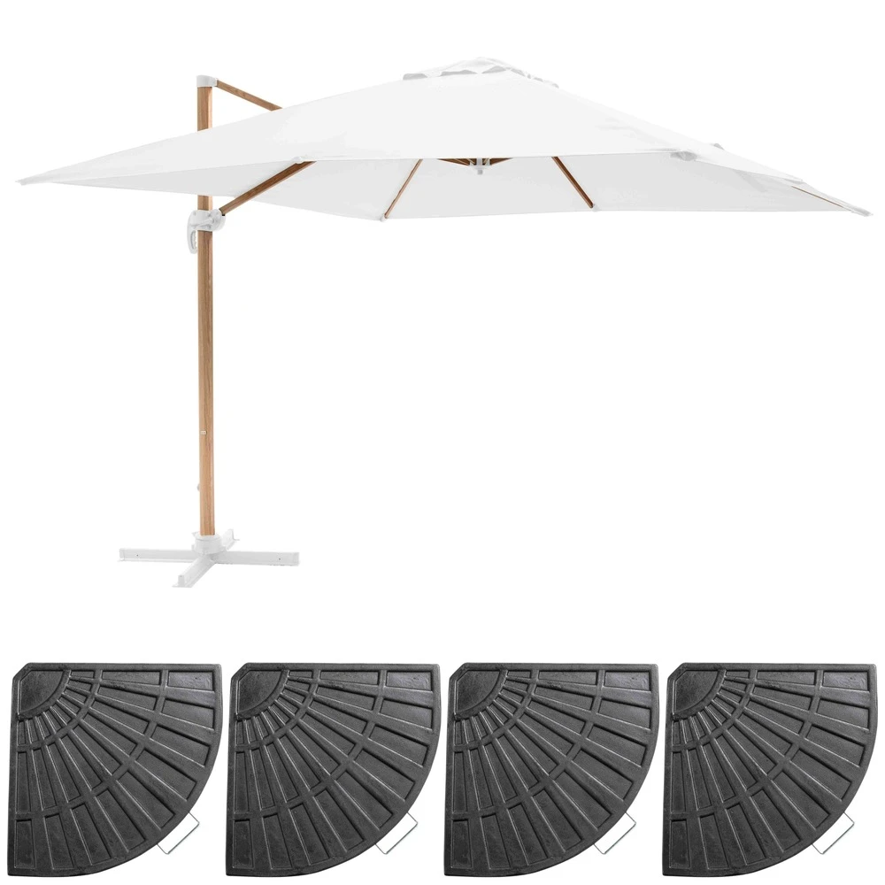 Parasol Déporté 3x3m Et 4 Dalles Lestées Effet Bois Blanc 1 Parasol Déporté 3x3m Et 4 Dalles Lestées Effet Bois Blanc